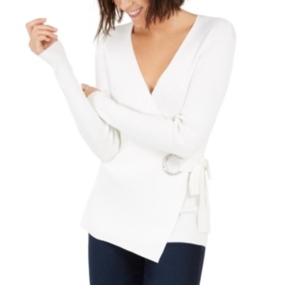 Inc Embellished-Grommet Wrap Sweater - Picture 1 of 3